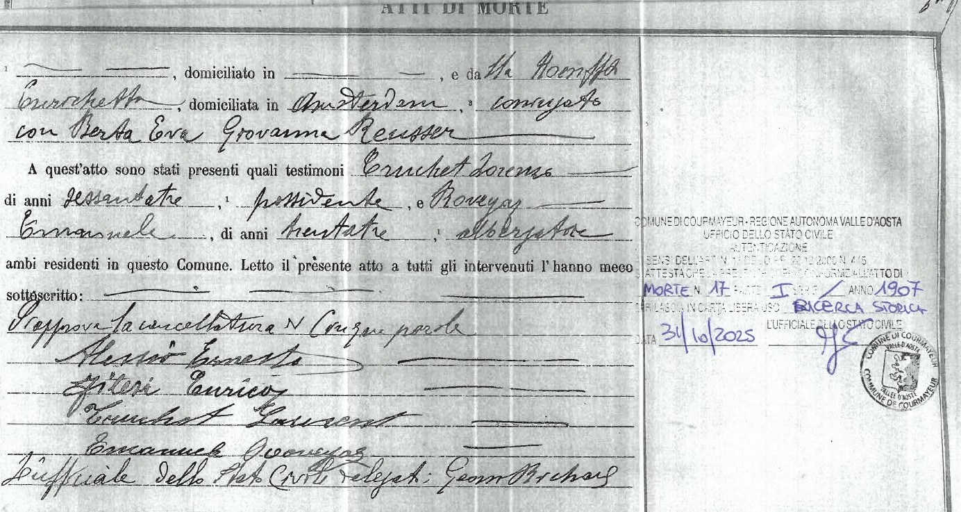 Atto di Morte Sillem Henrik 1907