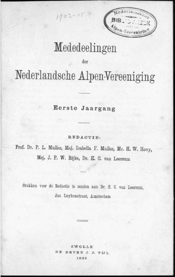Mededeelingen der Nederlandsche Alpen-Vereeniging 1903