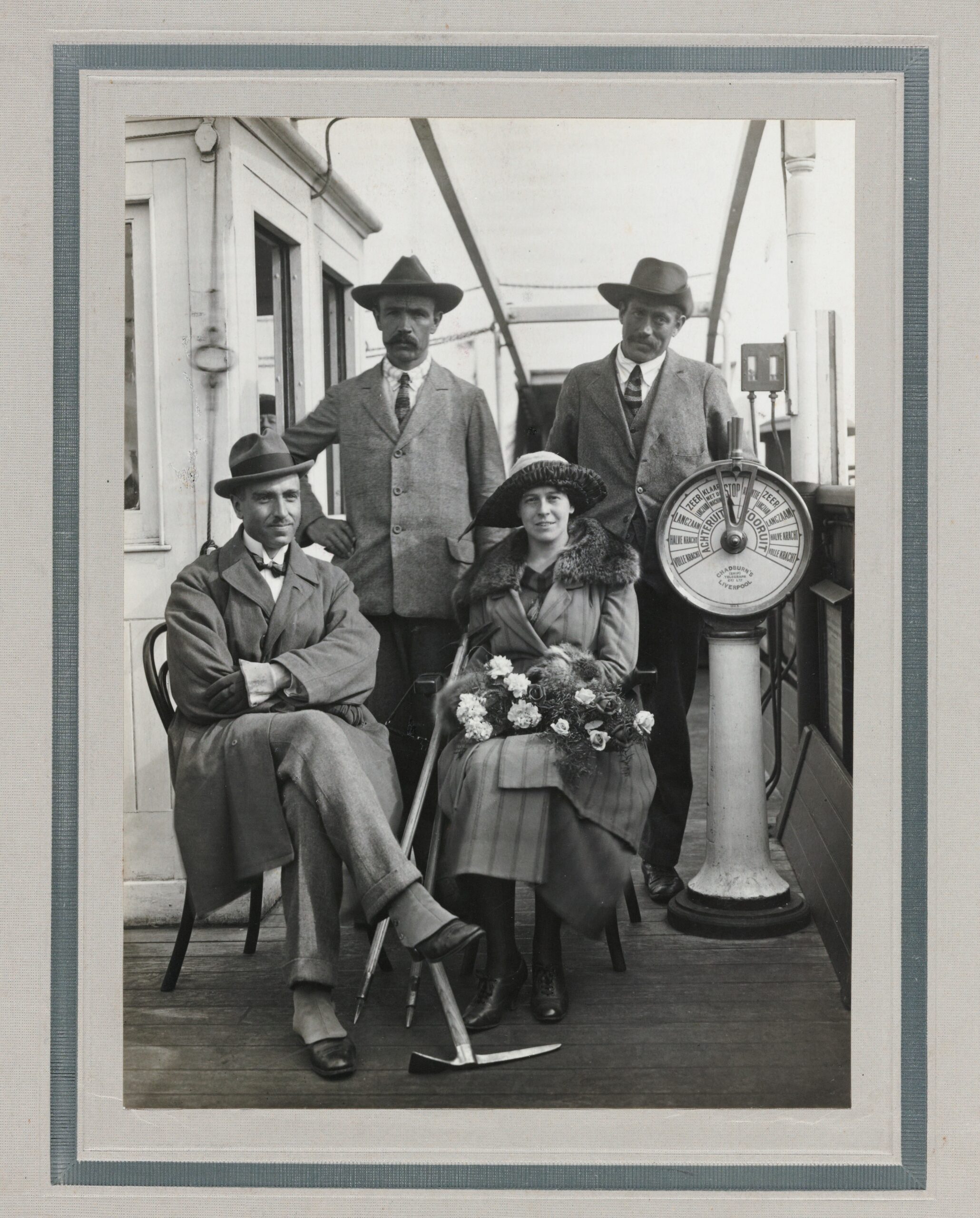Onderweg naar Brits-Indië voor de eerste expeditie - Philip, Brantschen, Jenny en Lochmatter - 1922
